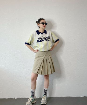 Beige Pleated Skirt #250318